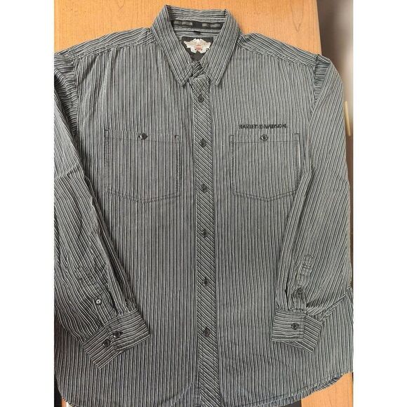 Harley-Davidson 2X long sleeved button-down strip shirt - Picture 1 of 6